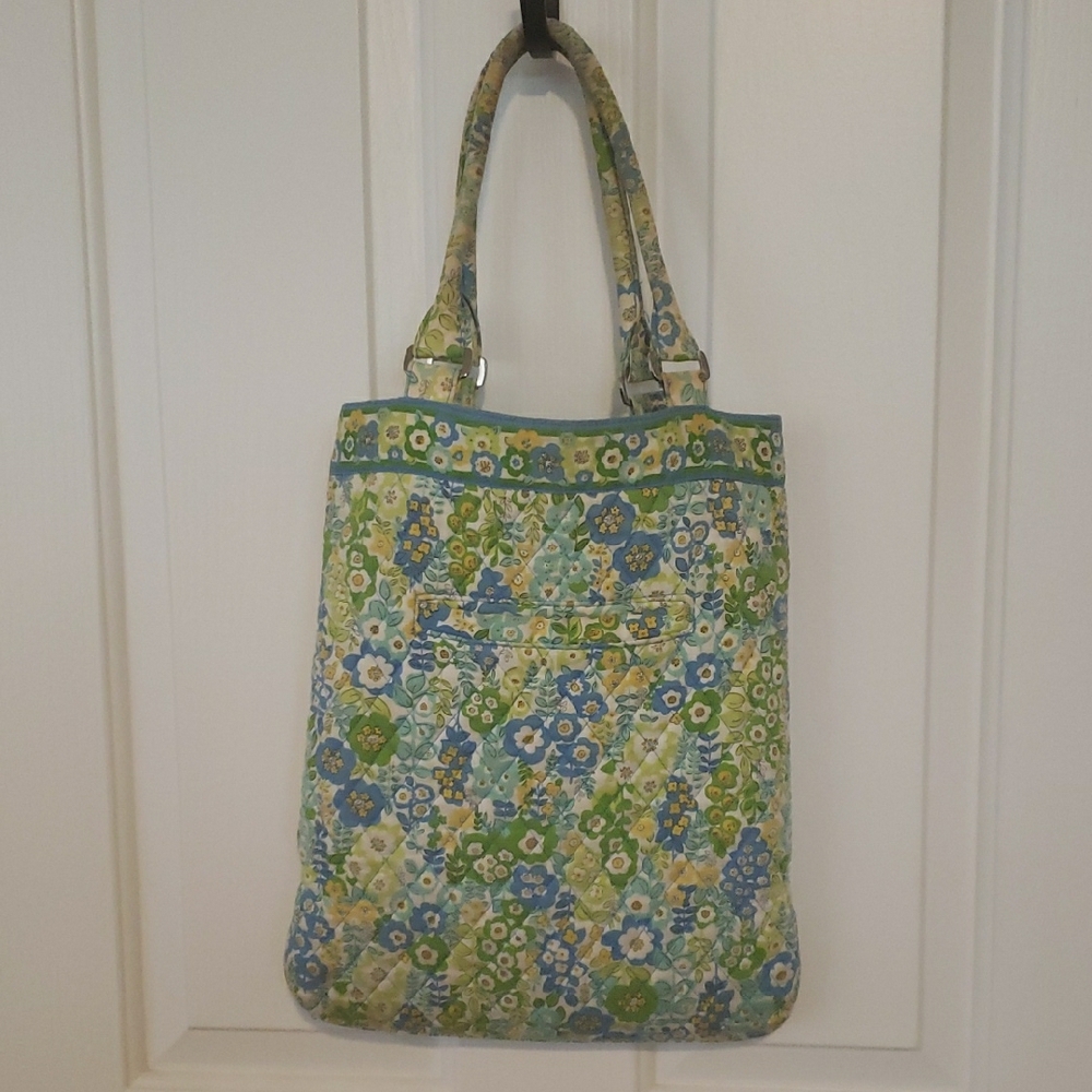 Vera Bradley Green and Blue Floral Tote Bag with Medium Straps